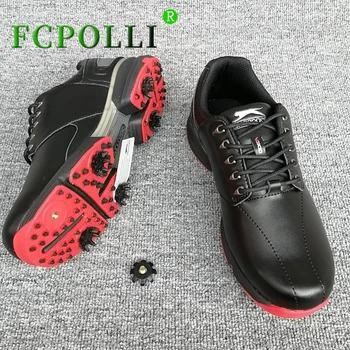 Профессиональная мужская обувь для гольфа, черные спортивные кроссовки из натуральной кожи, мужские нескользящие шипы, дизайнерская спортивная обувь для тренировок по гольфу