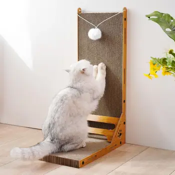 Прочный вертикальный кошачий скребок для гостиной Домашний декор с шариковым картонным ковриком для царапин Стоячая когтеточка для котенка
