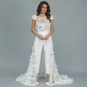 Пышные белые роскошные свадебные платья с круглым вырезом Аппликации в складку Платье невесты без рукавов на заказ Vestido De Novia для женщин