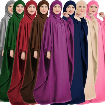 Рамадан Мусульманский Цельный Молитвенный Хиджаб Платье Одежда Полный Халат С Капюшоном Женский Халат Никаб Ислам Дубай Скромный Халат Абая