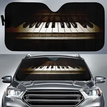 Реалистичный образ пианино в темноте, автомобильный солнцезащитный козырек, музыкальные инструменты для фортепиано темной ночью, автоматический солнцезащитный козырек, подарок для пианиста Ок