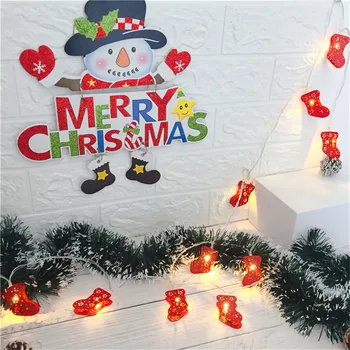 Рождественская гирлянда с полым подвесным орнаментом в форме носка со светодиодной подсветкой для дома