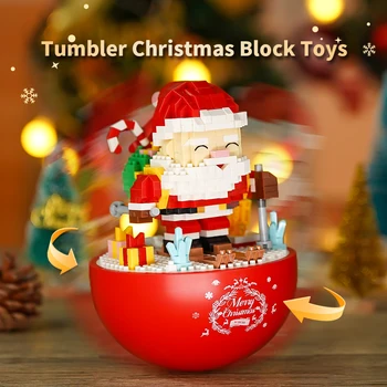 Рождественская коллекция стаканов Санта-Клауса, сборка строительного блока из мини-частиц, Настольная декоративная модель, Детская игрушка, подарок для девочки