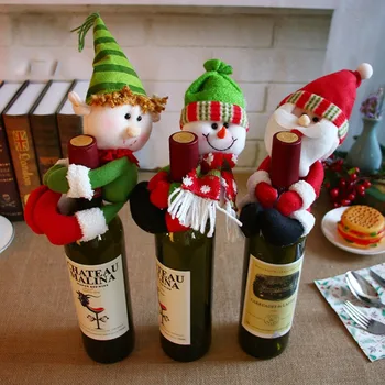 Рождественские Украшения крышка для бутылки красного вина Санта Снеговик Держит Винный Набор Набор Бутылок Шампанского Украшение Бара Ресторана