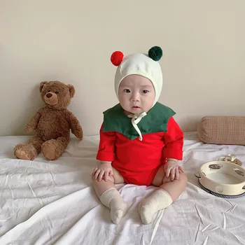 Рождественский комплект одежды MILANCEL, боди для малышей и шапочка, костюм для маленьких мальчиков