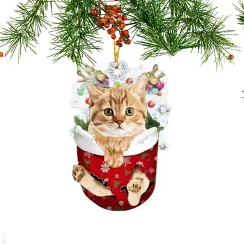 Рождественский кулон с кошкой, Украшение для Рождественской вечеринки, Новогодние подарки, украшения, Рождественские украшения, Подвесные