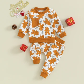 Рождественский наряд для маленькой девочки, осенне-зимняя толстовка для малышей, комплект со штанами, рождественская одежда для младенцев My Frist