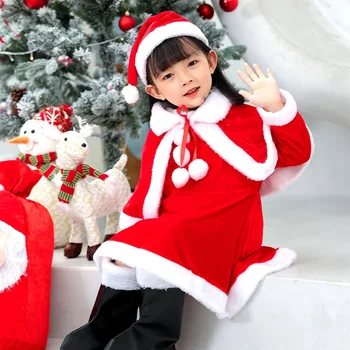 Рождественское платье для девочек для малышей, красные платья Санта-Клауса для вечеринки, новогодние костюмы принцессы