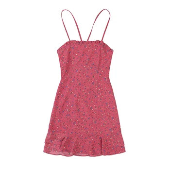 Розовое мини-платье с цветочным рисунком Y2k, женское летнее платье 2023, новинка, винтажная уличная одежда с открытой спиной, корейская мода, шикарный пляжный стиль для отдыха