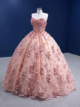 Розовые Пышные платья Принцессы С Блестками, Большие Размеры, Свадебные Бальные Платья Длиной До пола, Милое 16-летнее Платье Vestido De 15anos