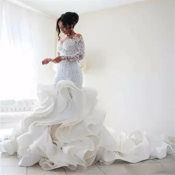 Роскошные свадебные платья 2020 года с длинными рукавами и аппликациями, свадебные платья, платье невесты Русалки для девочки