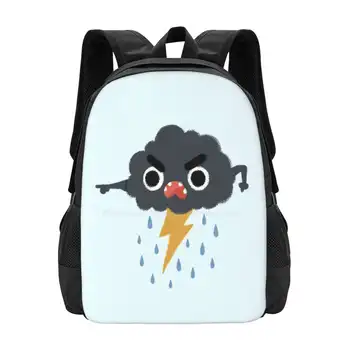 Рюкзак с 3D принтом Grumpy Cloud, Студенческая сумка, Цифровые Дождевые облака, Грозовые Тучи, Гроза, Молния, Бурный Безумный Гнев