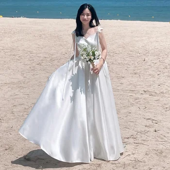 Свадебное платье Serendipity в Корее для официальных мероприятий, трапециевидный ремень Spaghtti Длиной до пола, Белое выпускное платье для милых женщин