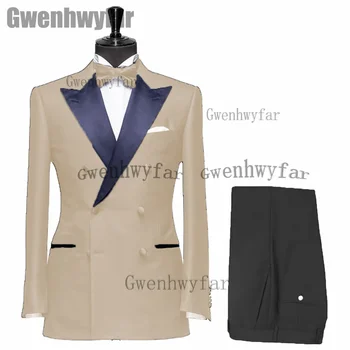 Свадебные Мужские костюмы Gwenhwyfar 2022, Элегантный Мужской Блейзер с отворотом, комплекты из 2 предметов, Полный Мужской костюм, фрак (Пиджак + брюки)