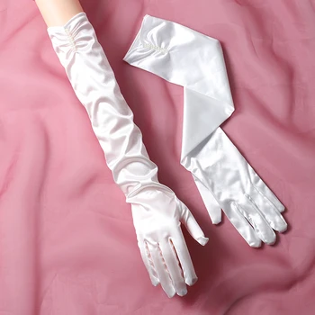 Свадебные перчатки длиной в палец, украшенные белым бисером, элегантные Свадебные перчатки до локтя, подходящие для женских свадебных аксессуаров