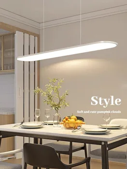 Светодиодная люстра 2023, минимум освещения в гостиной, Современный обеденный стол, белая люстра в полоску для исследований