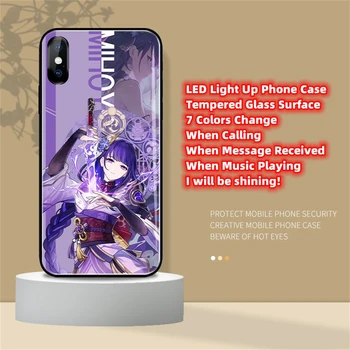 Светодиодный Светящийся Чехол Из Закаленного Стекла Для XiaoMi 13 12 11 Pro Ultra RedMi K60 K50 K40 Poco F3 Flash Light Up Anime Cover