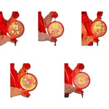 Светящиеся светодиодные фонари с персонажами Фу, новогоднее украшение, поставка для китайского весеннего фестиваля, подвеска в Год дракона 2024 для двери