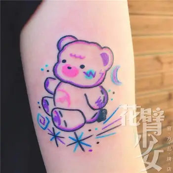 Симпатичные Наклейки С Татуировкой Фиолетового Медведя Мультяшные Водонепроницаемые Временные Татуировки Y2K Поддельные Наклейки С Татуировкой Art Tatoo Дешевые Товары Оптом