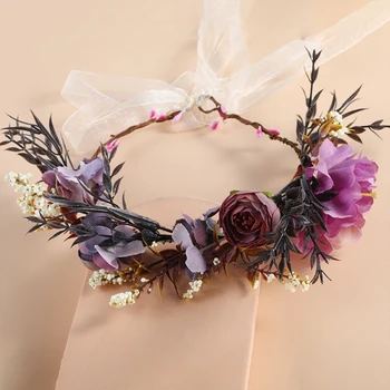 Сказочная роза, фантазийная женская пляжная повязка на голову с цветами, Венок, корона, Цветочная свадебная гирлянда для новобрачных, праздничный реквизит ручной работы для фотосессии