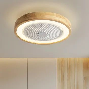 Скандинавский деревянный потолочный вентилятор с дистанционным управлением, круглая квадратная лампа, светодиодная вентиляционная лампа для гостиной, простые потолочные вентиляторы для спальни