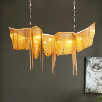 Современная золотая хромированная светодиодная люстра с кисточками Освещение гостиной, столовой Подвесной светильник Домашний Декор Спальня Бар Подвесной светильник