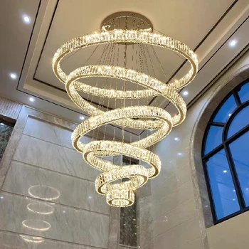 Современные роскошные Золотые люстры с круглым кольцом K9 Crystal Led Подвесной светильник для гостиной и столовой Подвесные светильники для потолочного освещения