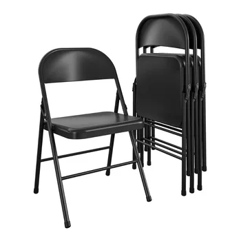 Стальной складной стул Mainstays (4 упаковки), Черный набор уличных стульев для патио