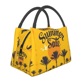 Сумка для ланча Summer Sunset для детей, мужчин, женщин, желтого цвета, сумка для ланча на открытом воздухе, для школьного пикника, для работы, Бенто, один размер