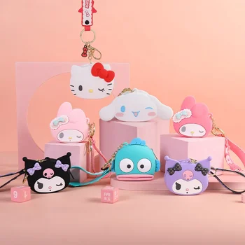 Сумка для хранения наушников Sanrio Kawaii Hello Kitty My Melody Cinnamoroll Аниме Мультфильм Милая Модная Изысканная Мини сумка для ключей в стиле Ins