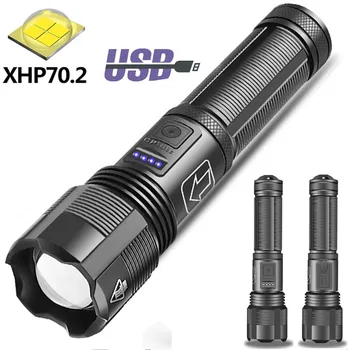 Супер мощный светодиодный фонарик 18650 XHP70 / XHP50 светодиодный фонарик USB Перезаряжаемый тактический фонарик 18650 Usb Кемпинговая лампа