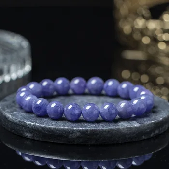 Танзанит круглые бусины браслет из натурального фиолетового драгоценного камня