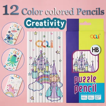 Творческий мультфильм 12 карандашей для рисования головоломок DIY Квадратный карандаш HB Написание эскиза Детского рисунка эскиз Черным карандашом