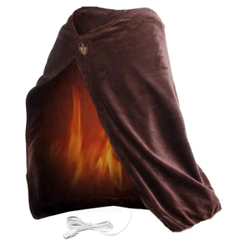 Теплая флисовая шаль и обертывание с USB-подогревом, интеллектуальное электрическое одеяло с подогревом, наколенник для дома