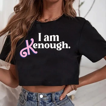 Укороченная Рубашка I Am Enough Для Женщин И Девочек С Круглым Вырезом И Короткими Рукавами, Повседневные Свободные Рубашки I Am Kenough