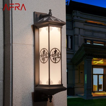 Уличный солнечный настенный светильник AFRA Креативный Китайский кофейный светильник-бра LED Водонепроницаемый IP65 для дома, виллы, балкона, внутреннего двора