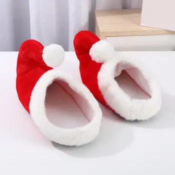 Уникальные тапочки Праздничные красные тапочки с мультяшным Сантой, очаровательное рождественское украшение, комфортная обувь