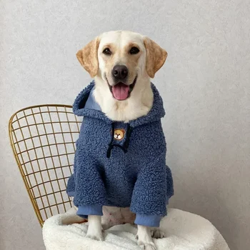 Флисовая куртка для собак, зимняя теплая одежда для домашних животных для собак среднего размера, толстовка, куртка для собак со шляпой, милая однотонная зимняя плотная одежда для собак