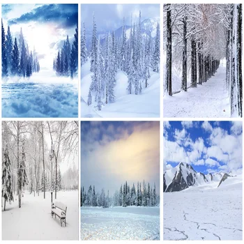 Фотореалистичные Тканевые фоны для фотосъемки, Реквизит, Снежный пейзаж, Фон для фотосъемки 2021112XJ-02