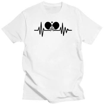 Футболка для настольного тенниса, пинг-понга, сердцебиения, мужская хлопковая футболка с круглым вырезом и принтом Оверсайз, летняя новая футболка