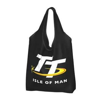 Хозяйственная сумка Isle Of Man TT Races Manx Многоразовые продуктовые эко-сумки Большой емкости для вторичной переработки, Моющаяся сумочка