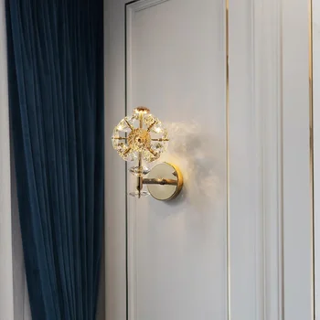 Хрустальный настенный светильник для спальни, современный стиль в скандинавском стиле, Гостиная, Прикроватный столик, внутреннее освещение, кабинет, крыльцо отеля, бра для домашнего светильника