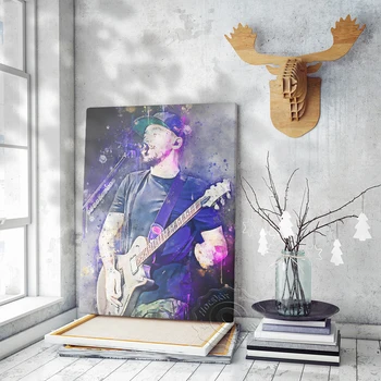 Художественный плакат с акварельной росписью на холсте гитариста группы, винтажные принты певицы, Декор стен бара, Коллекция фанатов