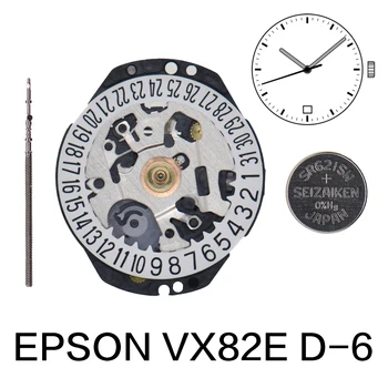 Часы VX82E Кварцевый механизм 3 стрелки на 6 часах Окошко Календаря Вт /Батарейка для Японии Замена механизма VX82 VX82E Ремонт часов