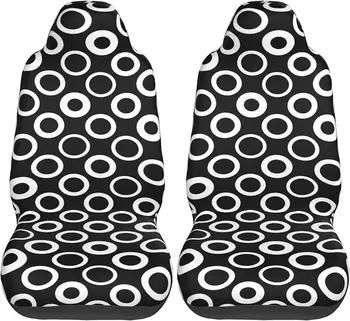 Черно-белые Круглые чехлы для автокресел, чехлы для передних сидений автомобиля, Универсальная защита сиденья, 2 шт.