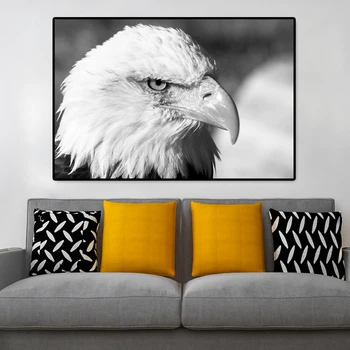 Черно-белый американский белоголовый орел, картина на холсте, плакат с животными и принты, настенные рисунки для гостиной, домашний декор, живопись