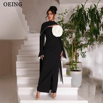 Черное атласное платье для выпускного вечера трапециевидной формы, Элегантная накидка длиной до щиколоток, Арабское вечернее платье для женщин, простое платье знаменитостей