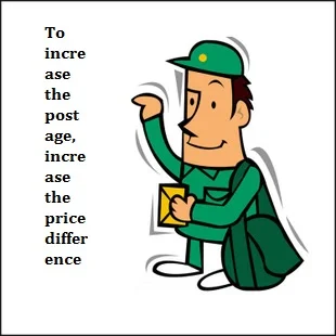 Чтобы увеличить почтовые расходы, увеличьте разницу в цене