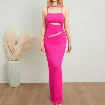 Шикарные Элегантные Облегающие Длинные платья для женщин 2023 Слинг Открытое вечернее платье Клубная одежда