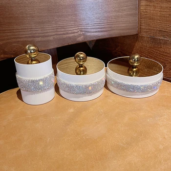 Шкатулка для ювелирных изделий с бриллиантами, Коробка для хранения косметических ватных тампонов, Изысканный предмет для рабочего стола, переносной футляр для косметической косметики